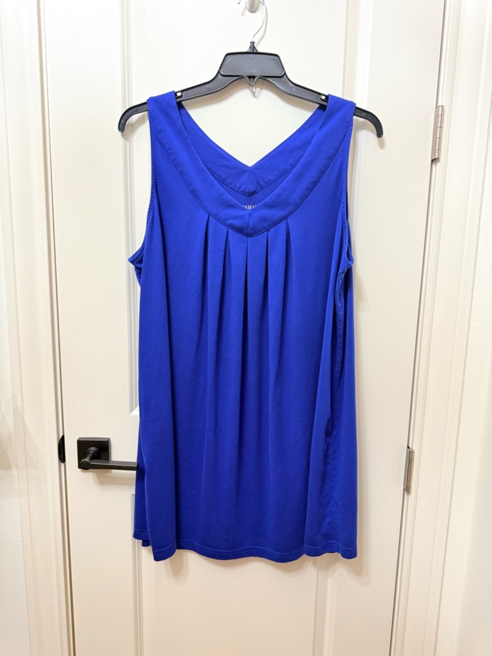 Roaman's Royal Blue Sleeveless V-Neck Pleated Tank